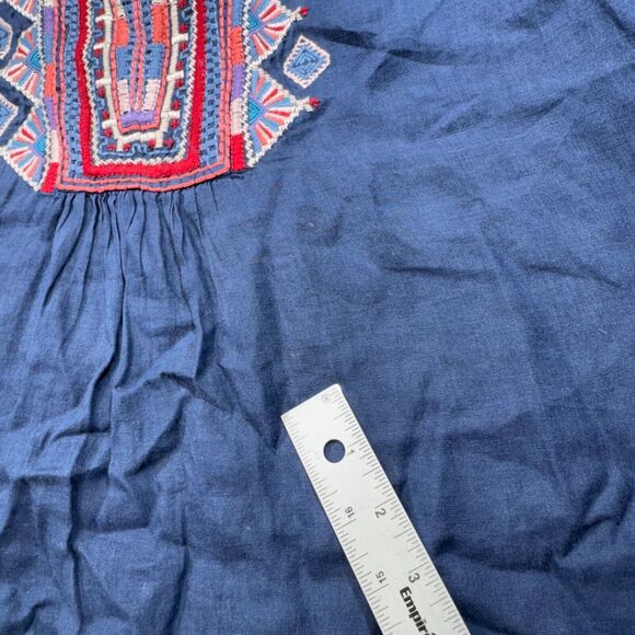 Johnny Was Blouse Womens Small Blue Embroidered Peasant Top Boho Ethnic Bib - Picture 6 of 15